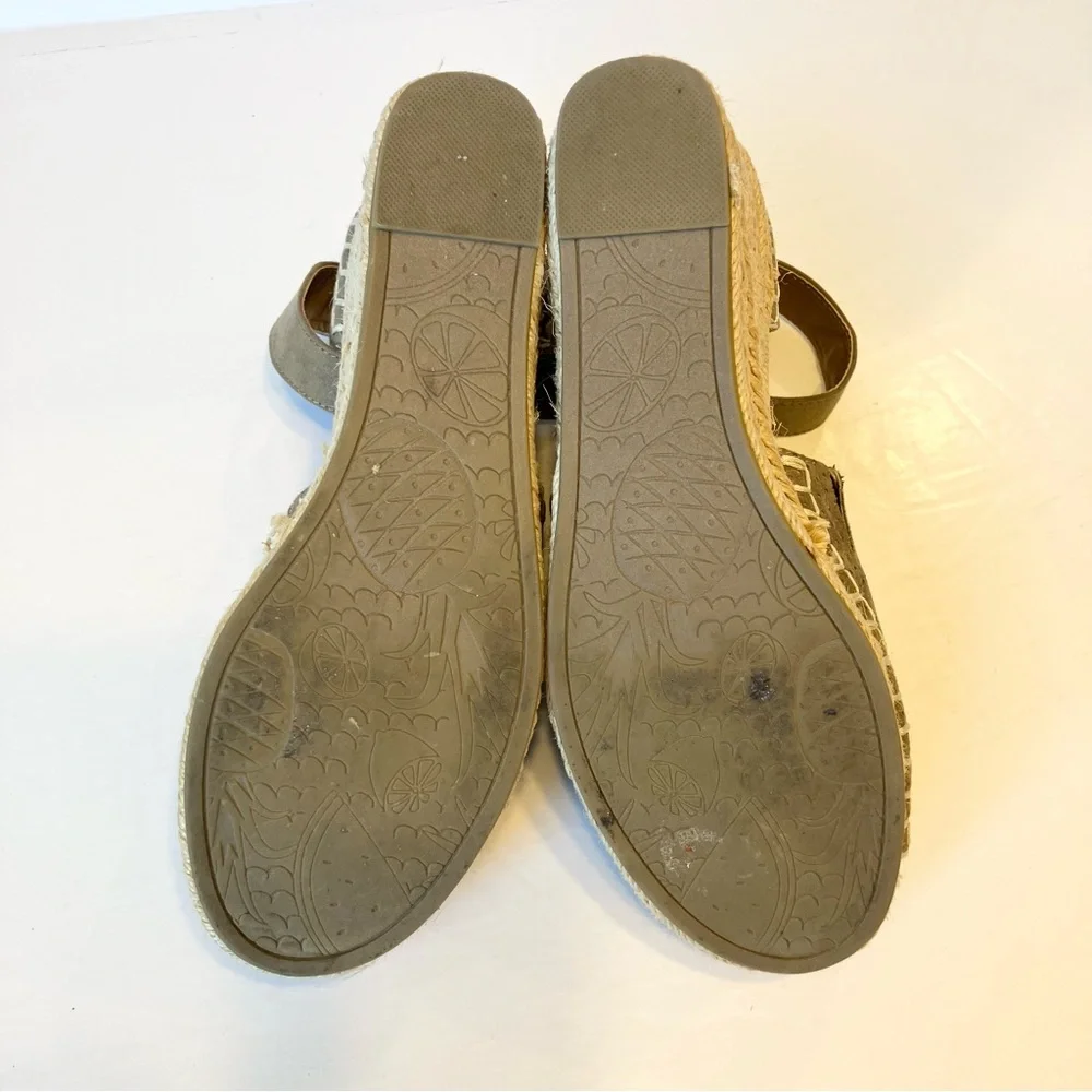 Jellypop Size‎ 7 M Fit Espadrille Wedge Taupe Ankle Strap Buckle Women Open Toe